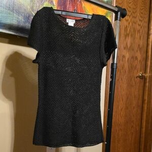 Black Short Sleeve Knit Top